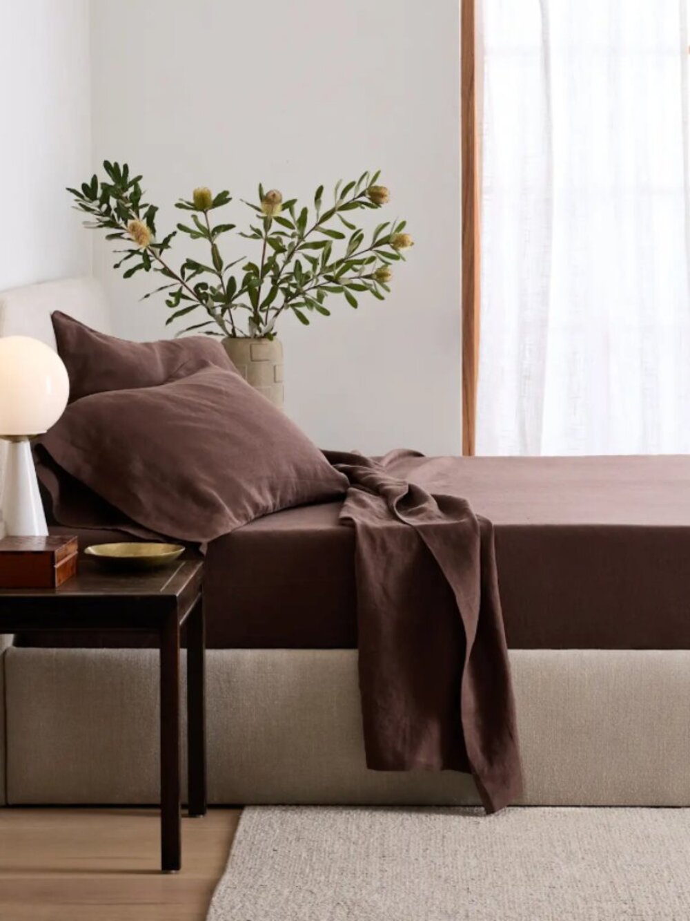 Quince European Linen Sheet Set Espresso Twin 3 Piece 100% Linen NWOT